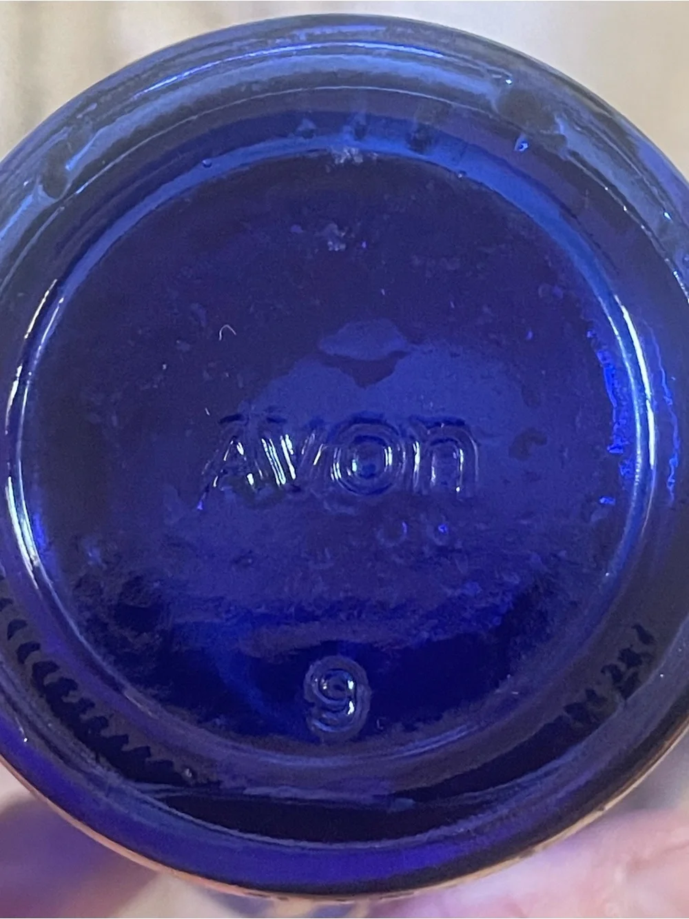 Cobalt Blue Glass Vase with Gold Floral Motif